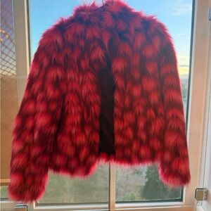 Women's Pink Faux Fur Jacket